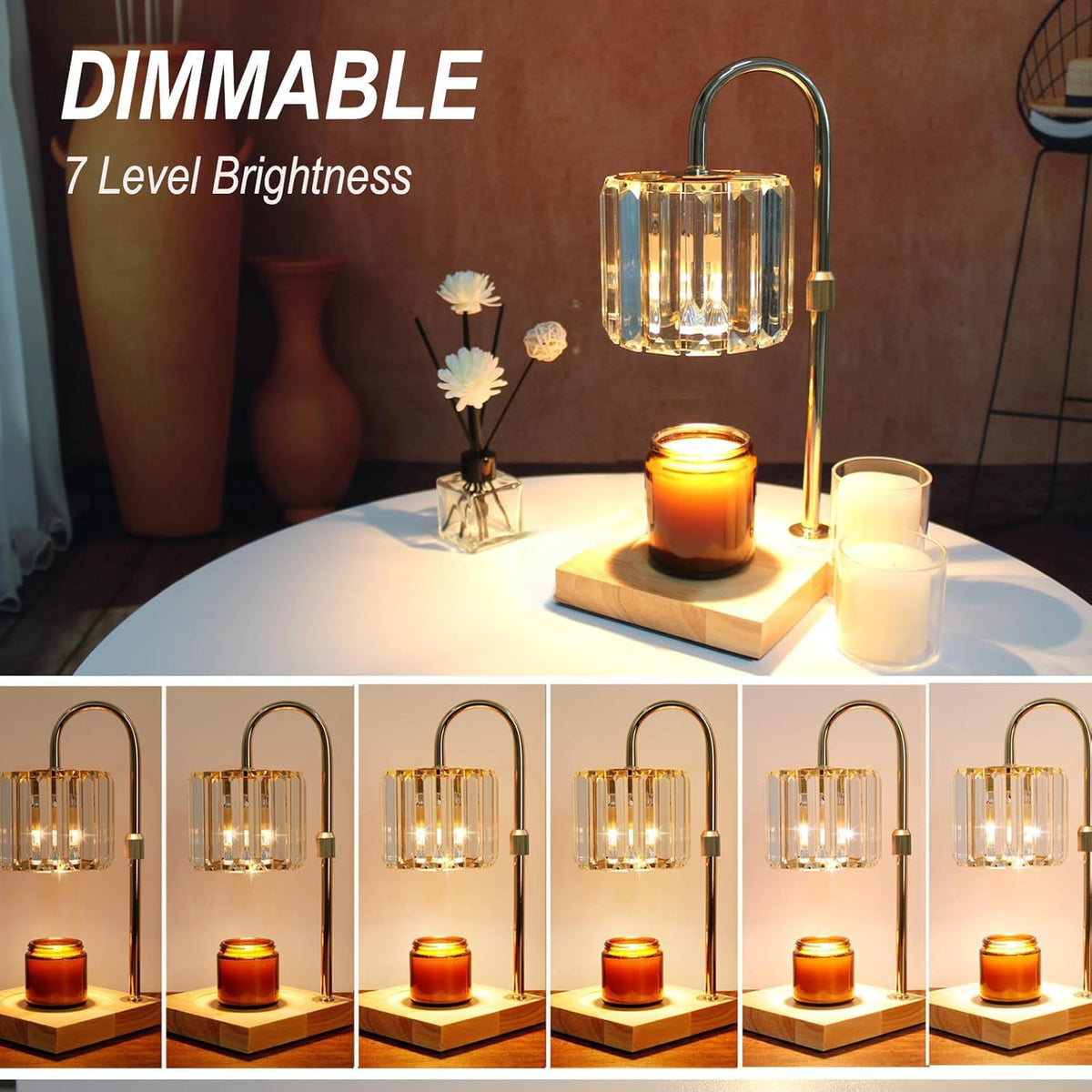 Close-up of dimmable brightness on Yuichoy warmer for mood control