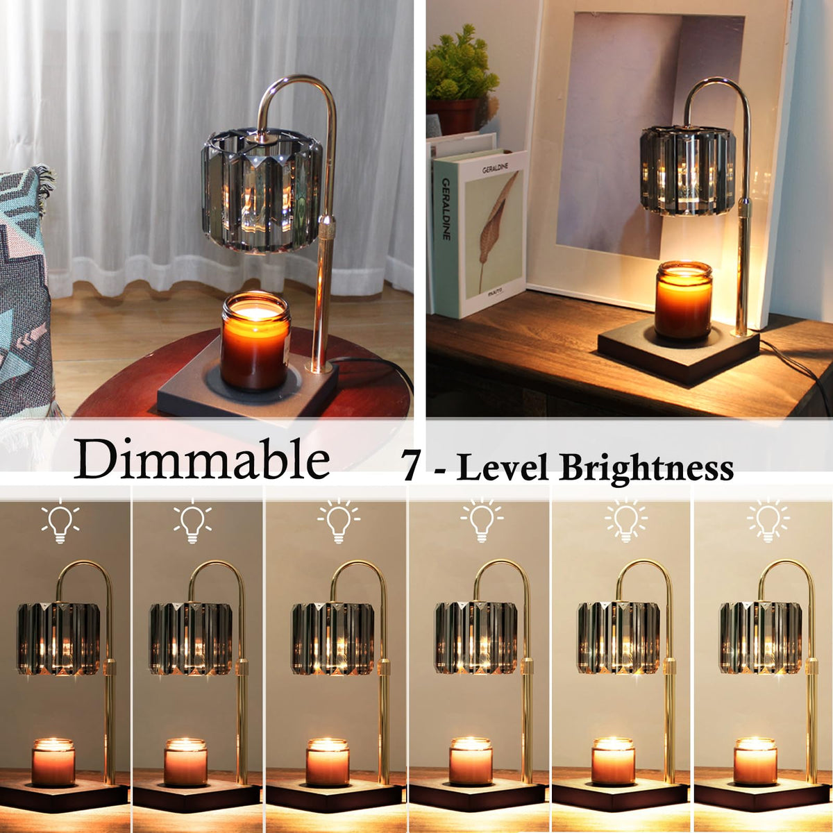 Yuichoy Candle Warmer Lamp glass shade adds modern decorative flair