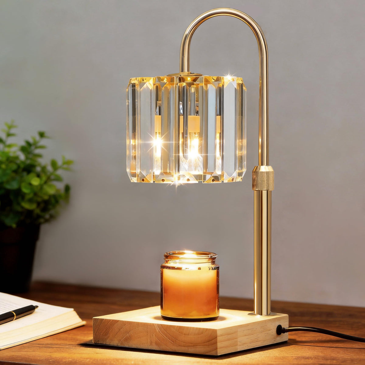 Yuichoy candle warmer lamp with timer display for safe, flameless fragrance