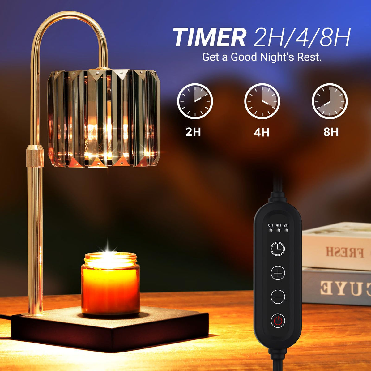 Yuichoy Candle Warmer Lamp timer options 2H 4H 8H for convenience