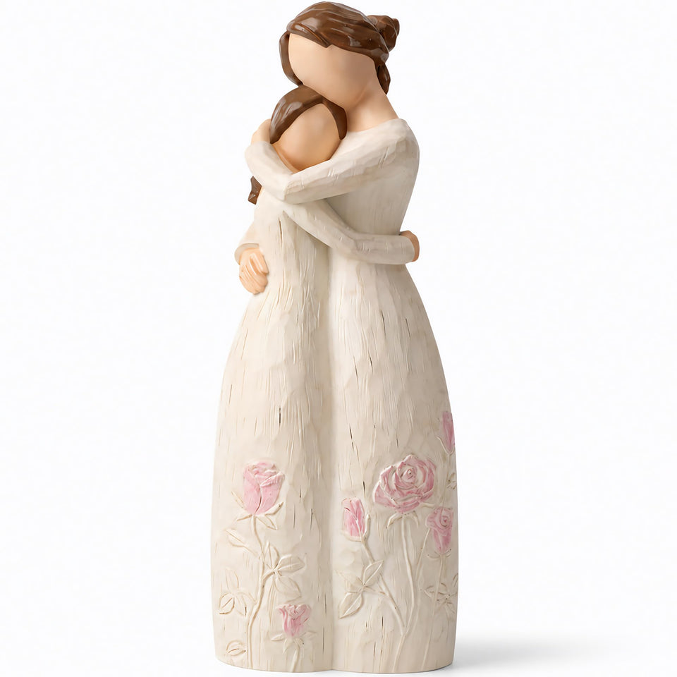 Yuideary mother-daughter hug figurine on display highlighting a loving bond.
