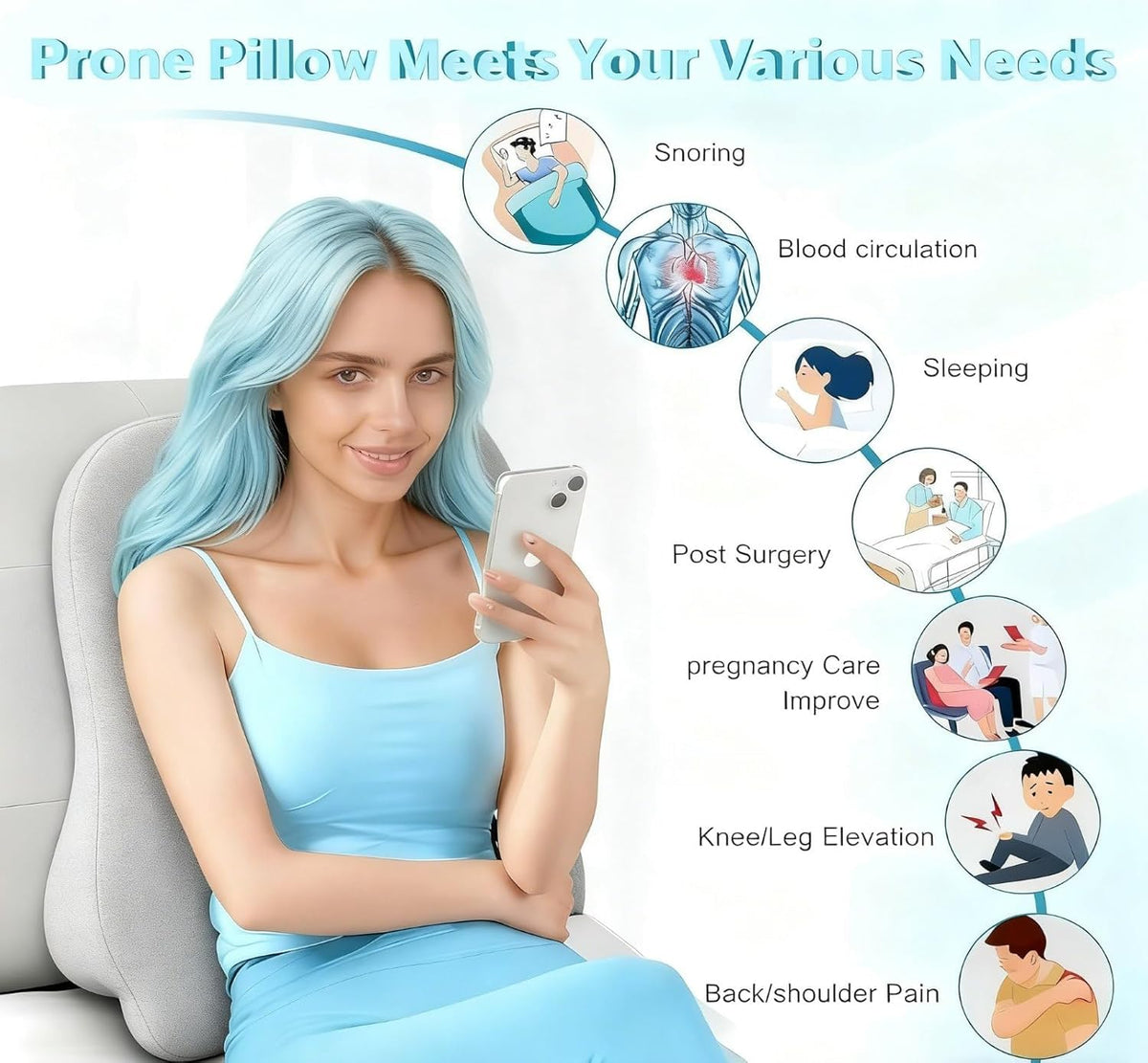 Yukashop large body pillow chest hollow provides chest comfort while prone.