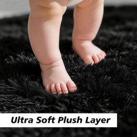 Yulidayang fluffy rug in a bedroom demonstrates plush softness for restful spaces.