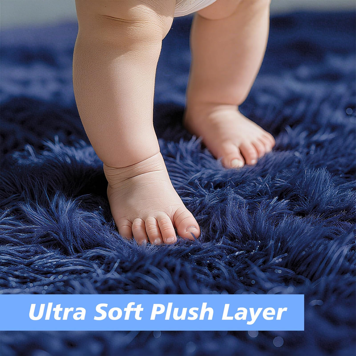 Yulidayang blue shag rug for bedroom offers soft underfoot comfort.