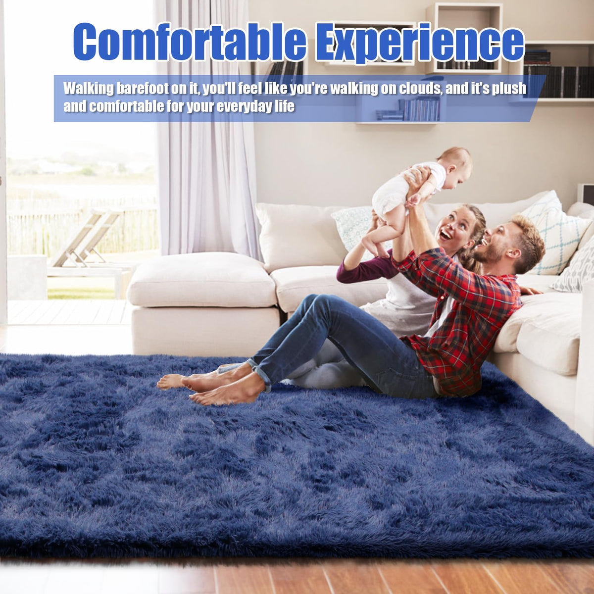 Yulidayang indoor decor blue shag rug enhances cozy living spaces.