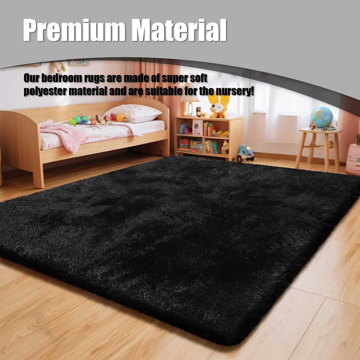 Yulidayang kids playroom rug provides a soft surface for playtime.