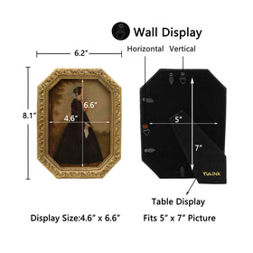 YULINK 5x7 frame outer size 6.2 by 8.1 inches for easy fit.