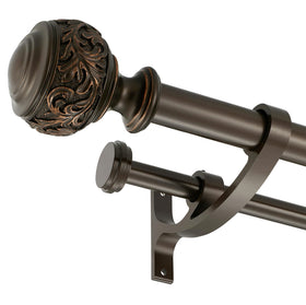 YuMierle double curtain rod with ball finials adds elegant framing and strong support.