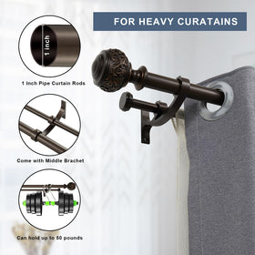 YuMierle front 1-inch rod supports heavier drapes for a layered look.
