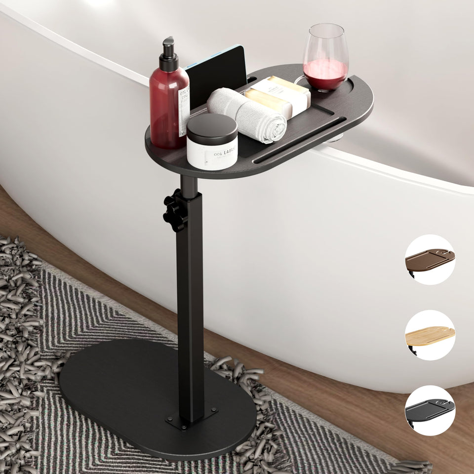 Yumkfoi bamboo bathtub tray with adjustable height for stable bath essentials