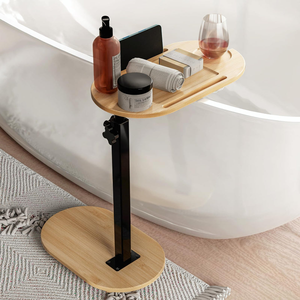 Yumkfoi bamboo bathtub tray compact size fits small tubs