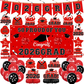Yunfan 59Pcs graduation banner creates a bold backdrop for photos