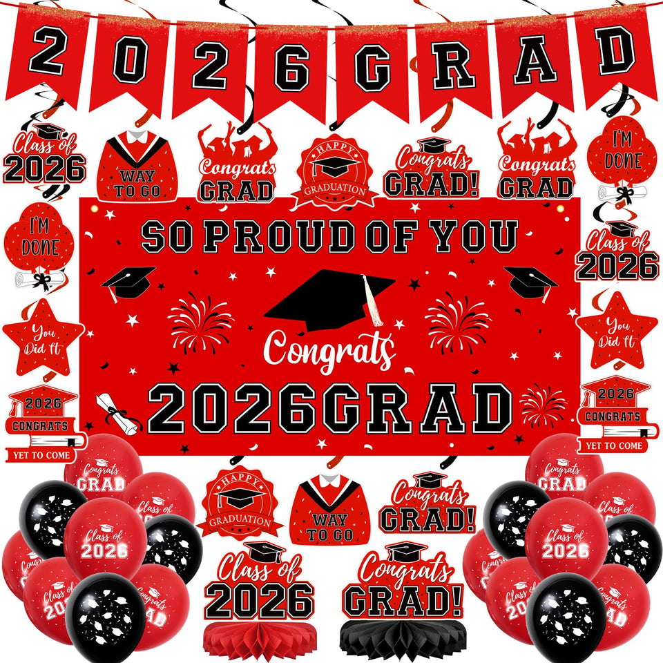 Yunfan 59Pcs graduation banner creates a bold backdrop for photos