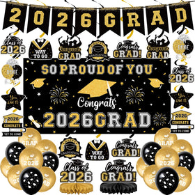 Yunfan 2026 graduation banner—bold black and gold for standout photos