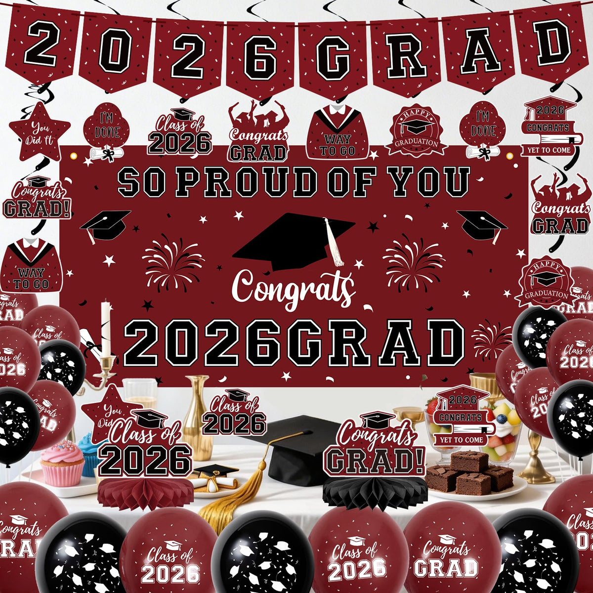 Yunfan 66x34 inch backdrop for a striking graduation photo wall.