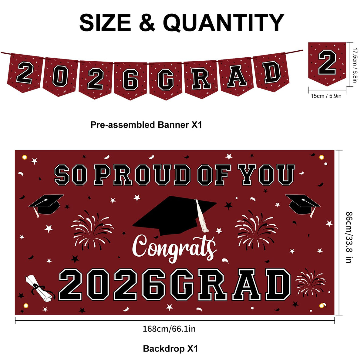 Yunfan graduation balloons set adds festive color and quick setup.