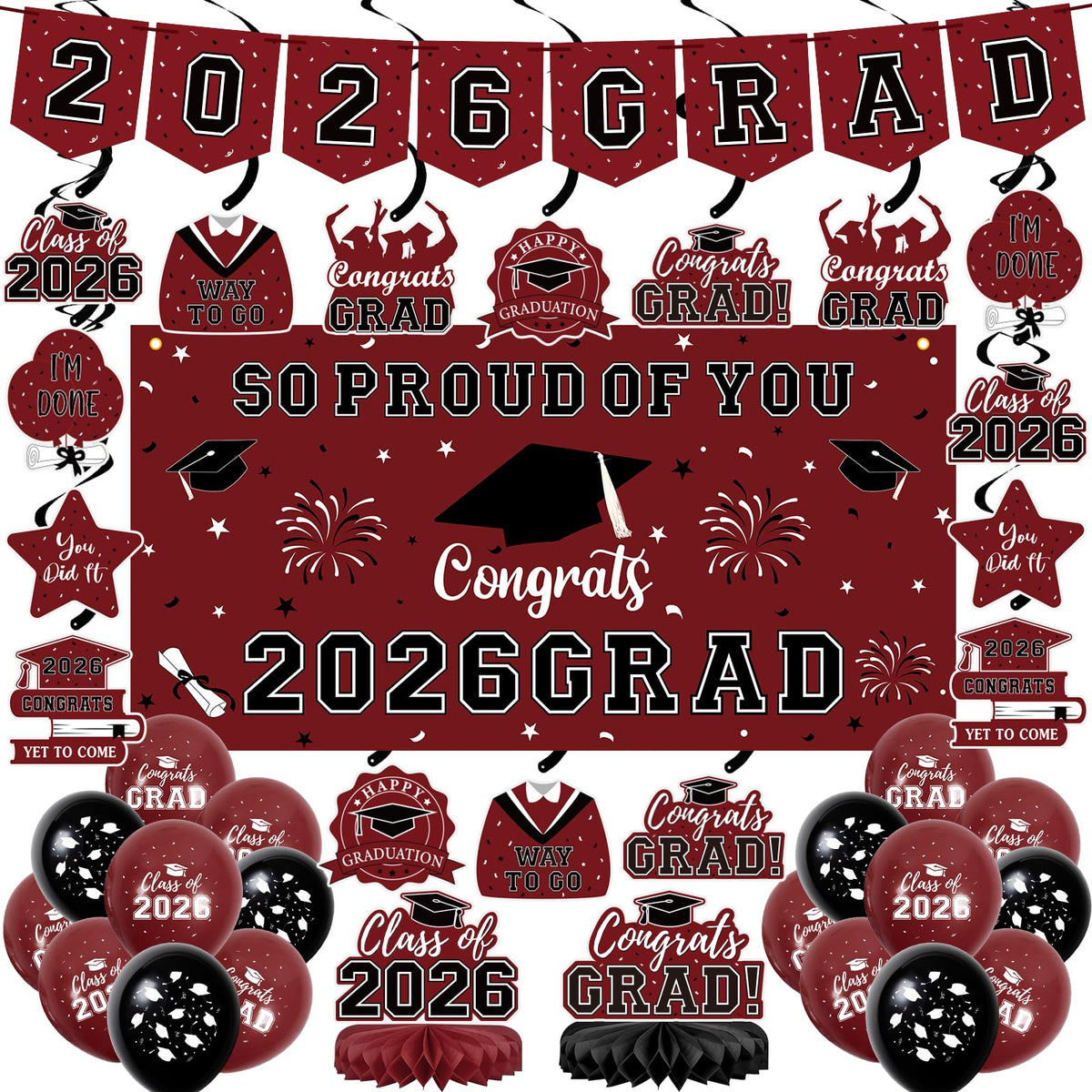 Yunfan graduation banner with 2026 theme, ideal photo backdrop for celebrations.