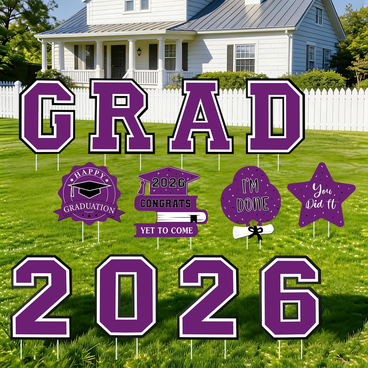 Yunfan 2026 graduation caps yard sign for outdoor celebration