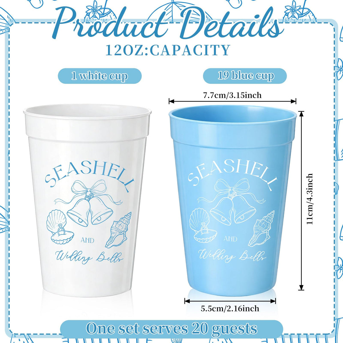 Yungyan blue coastal plastic cups ideal for events and decor