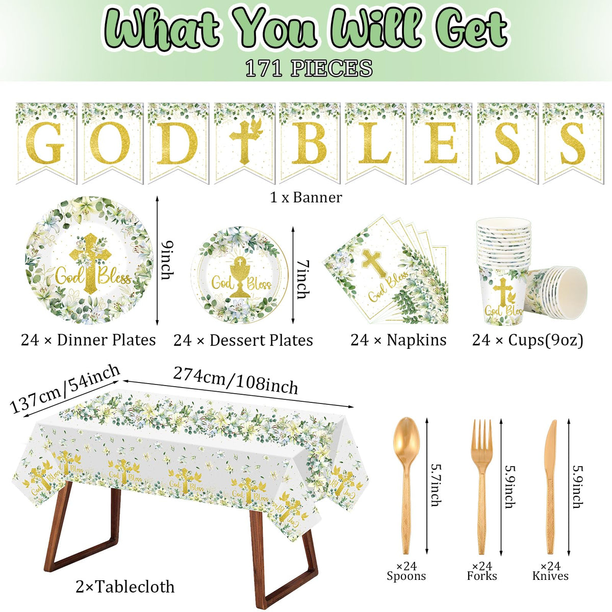 Yungyan 9-inch dinner plates in green and gold for formal tables