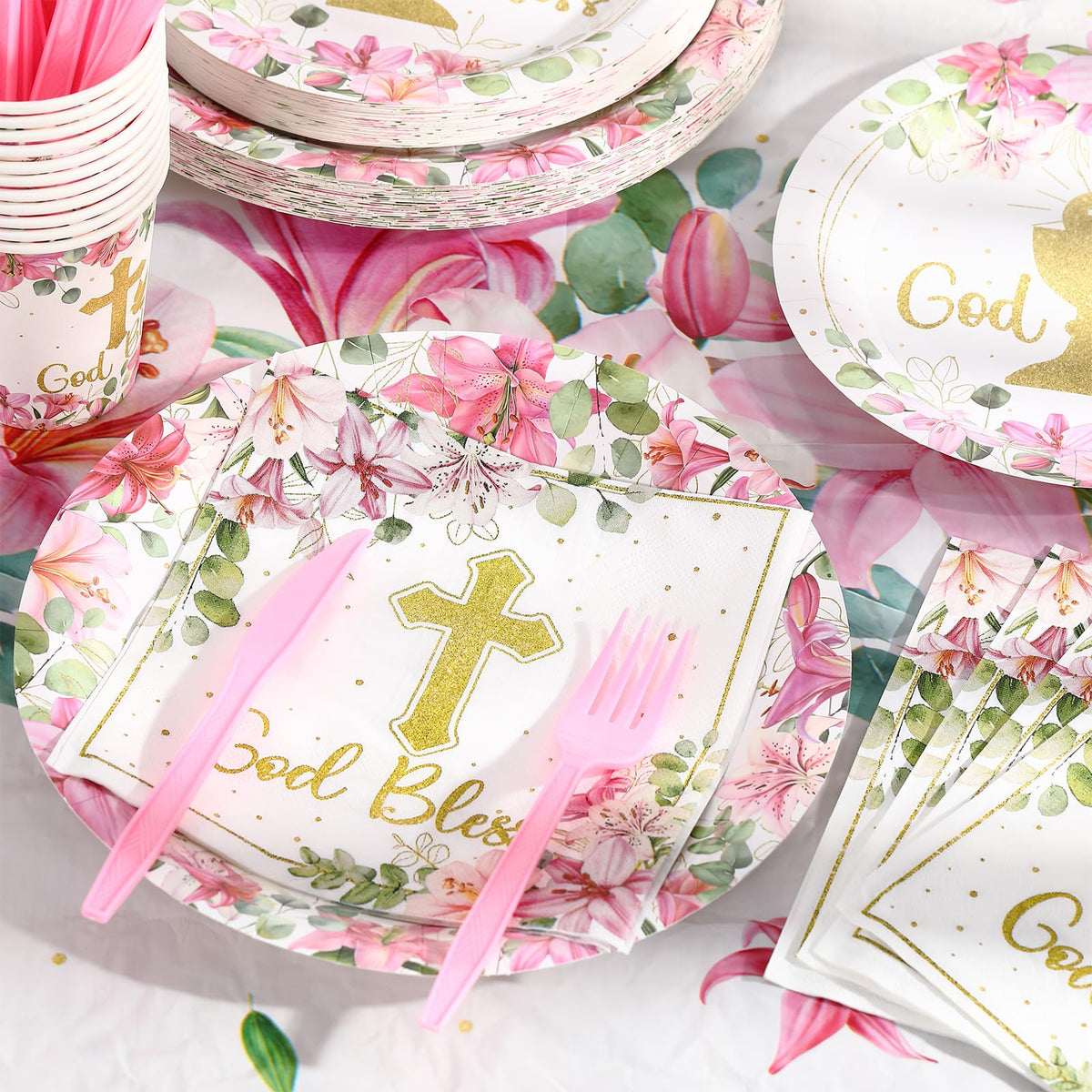 Yungyan God Bless baptism dinner plates 9in: elegant, reliable tableware for main courses