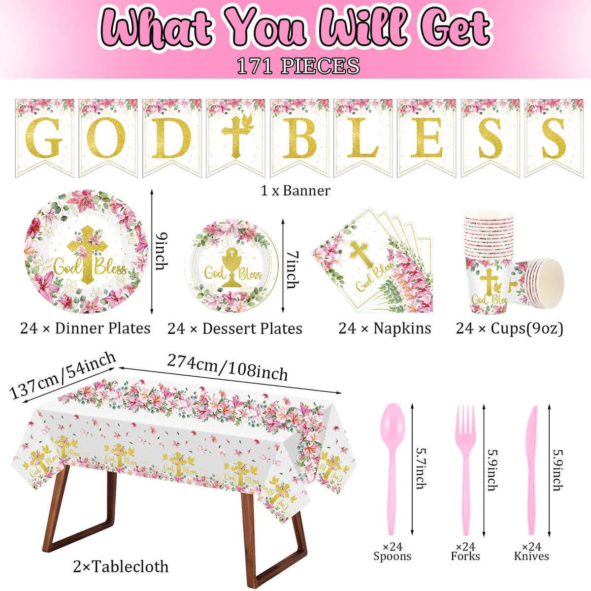 Yungyan God Bless baptism napkins: soft accents to complete the table setting