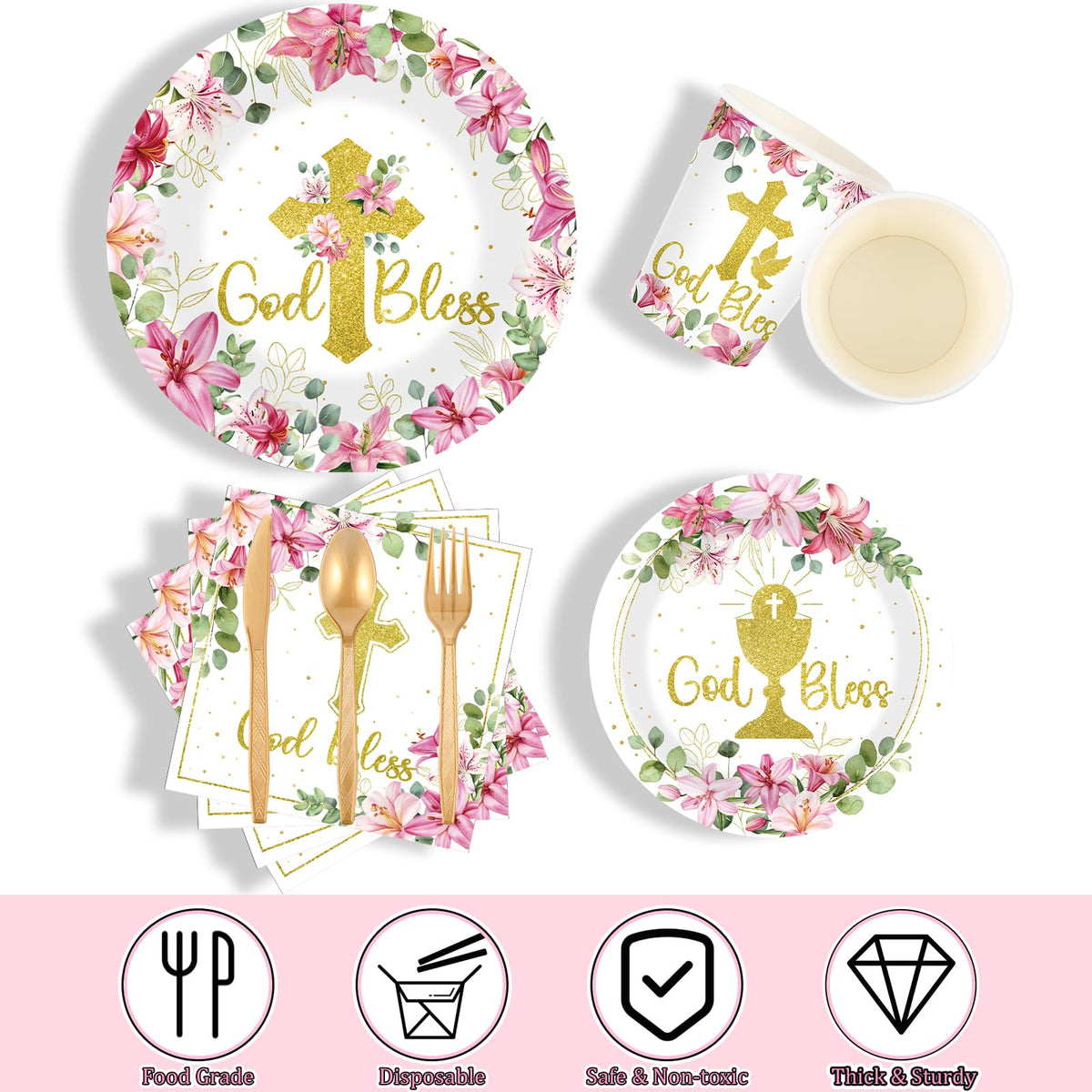 Yungyan God Bless baptism cups: convenient, leak-free for all ages