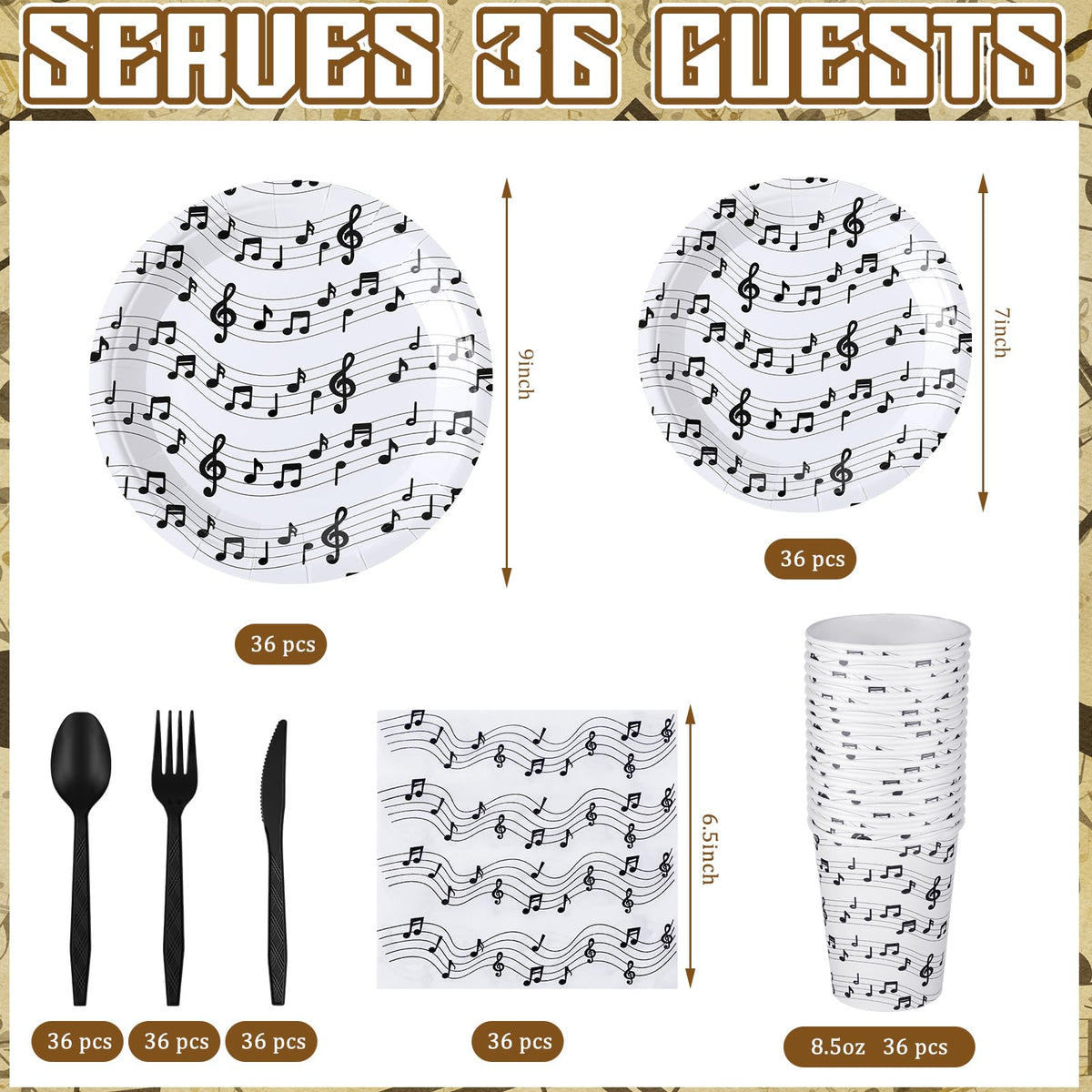 Yungyan musical note 7-inch plates for quick course servings.