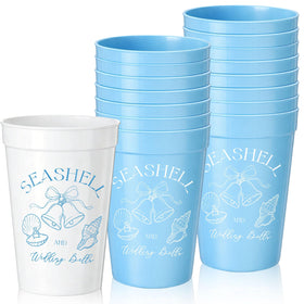 Yungyan seashell bells cups blue 12oz showcasing seaside wedding vibes