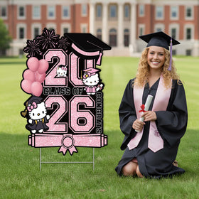 YUNKELIU class of 2026 banner with glitter letters for photo backdrops