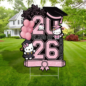 YUNKELIU pink graduation yard sign 80x57cm for outdoor celebration