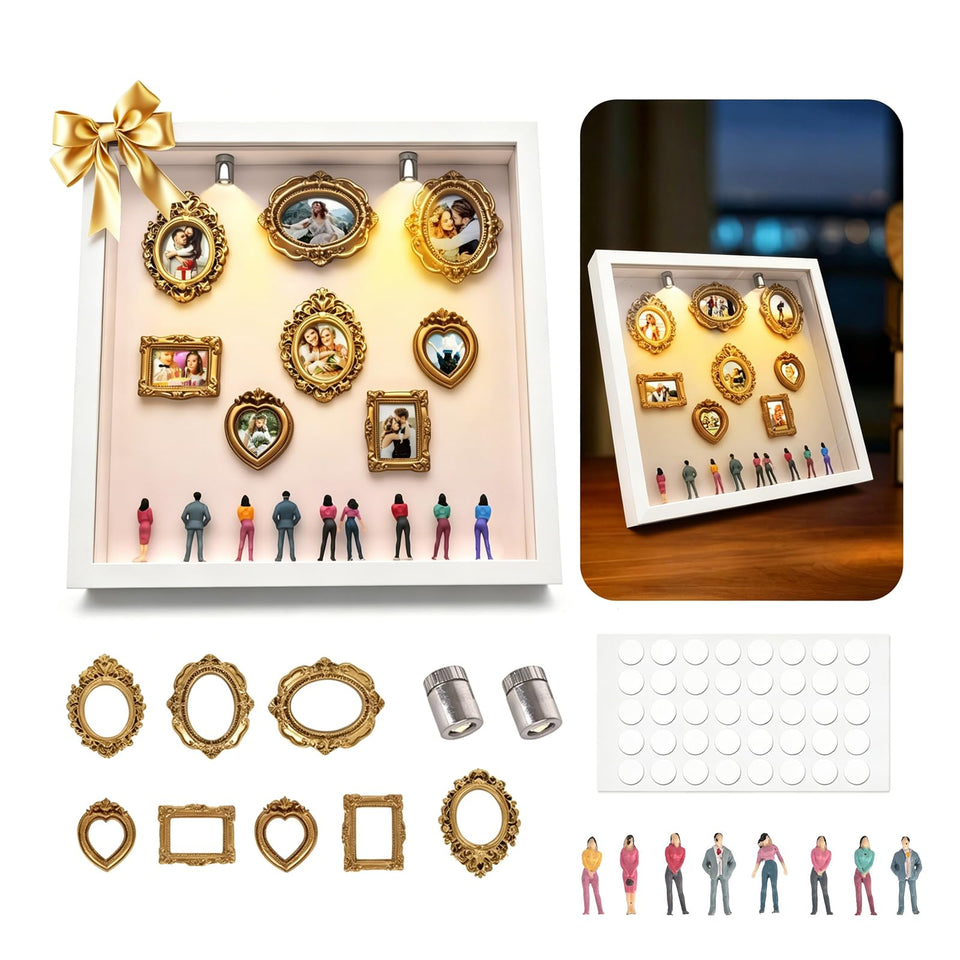 YunPuff new DIY mini gold frames box, elegant memory display setup
