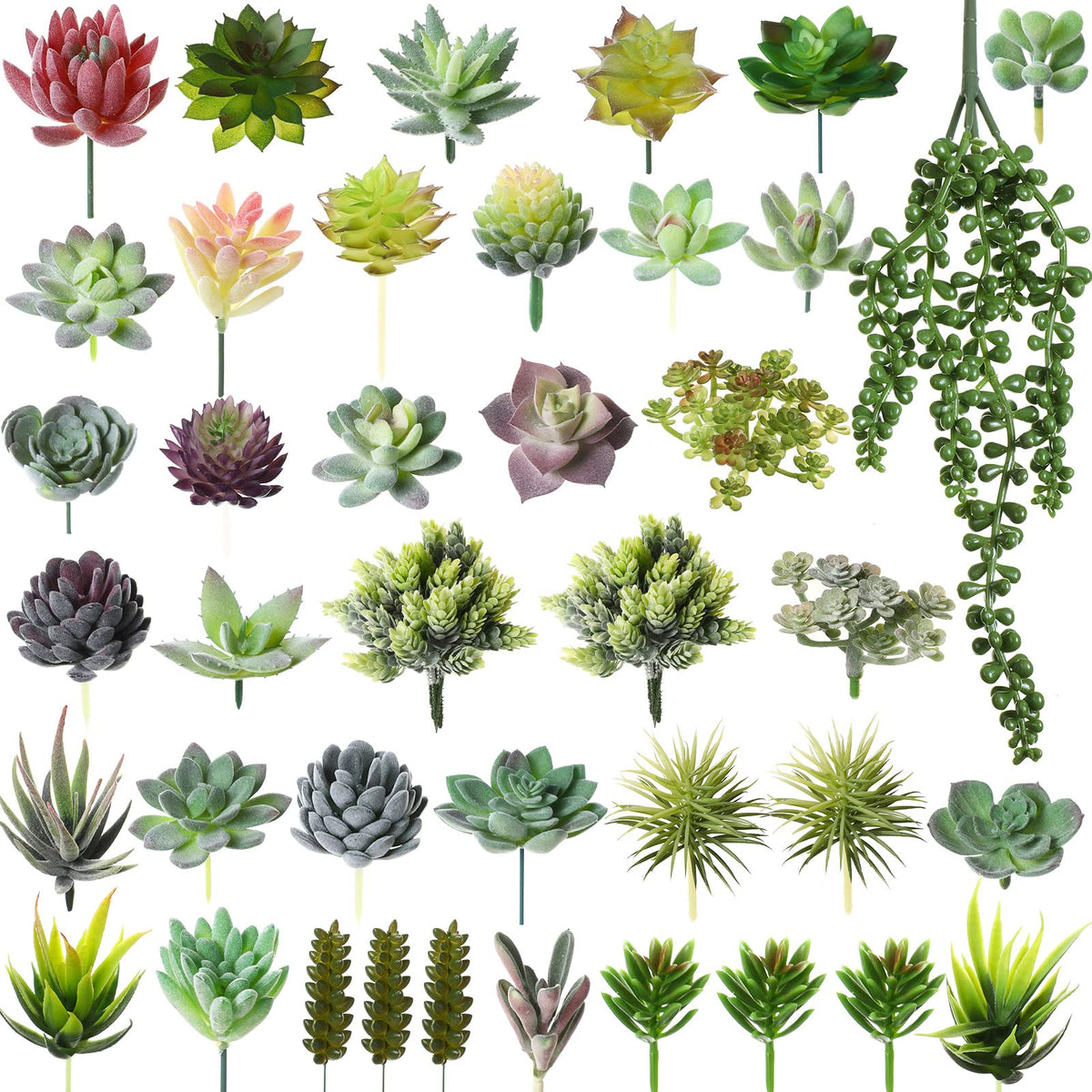 Yunsailing 40-piece artificial succulents set for bright indoor decor and DIY projects.