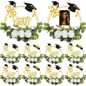 Yunsailing 8-hoop graduation centerpiece setup enhances elegant table decor.