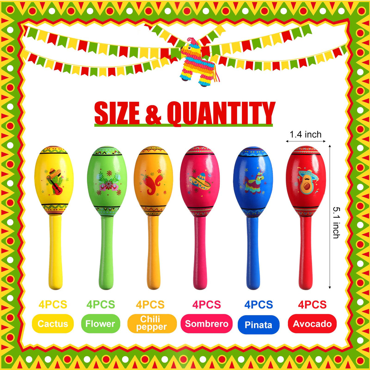 Yunsailing maracas featuring sombrero and avocado patterns to spark celebration