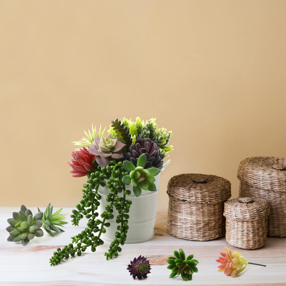 Yunsailing succulent arrangement for DIY crafts and home decor ideas.