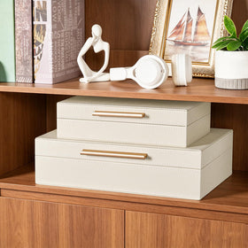 YUNSCEND decorative box placed in study for organized storage of cards and photos