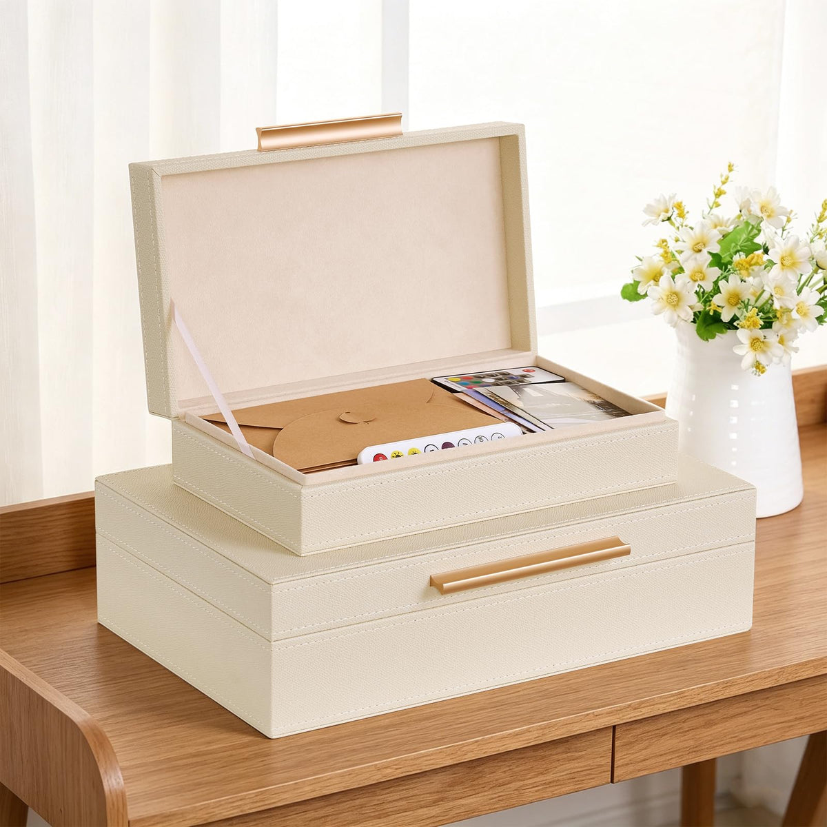 Large YUNSCEND memory box showing spacious capacity for documents