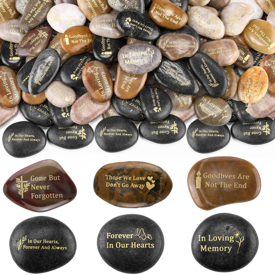 Yuntau memorial stone engraving set with 30 keepsakes for guests.