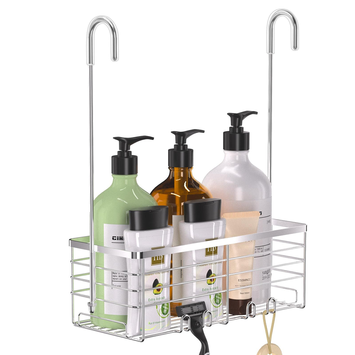 YUOROS shower caddy over the door with rotating rod for flexible placement.