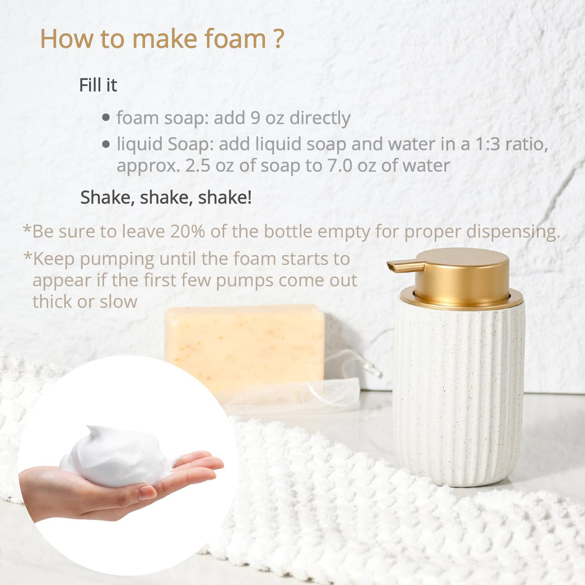 YURIAERY 12 oz capacity close-up, easy refill and consistent foam