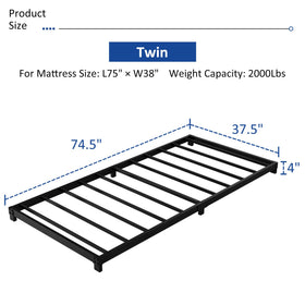 YUSENHEEI twin bed frame low-profile design supports even mattress contact.