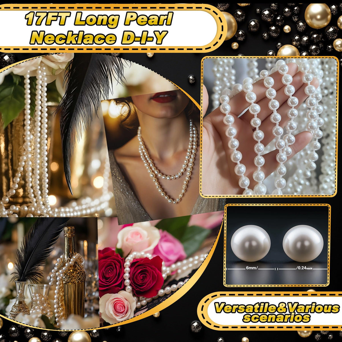 Yusino 17ft pearl chain offers flexible DIY decoration options.