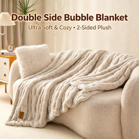YUSOKI ultra-soft throw blanket on sofa, perfect for cozy evenings.