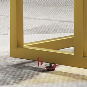 Yusong C-Shaped End Table golden matte frame complements decor.