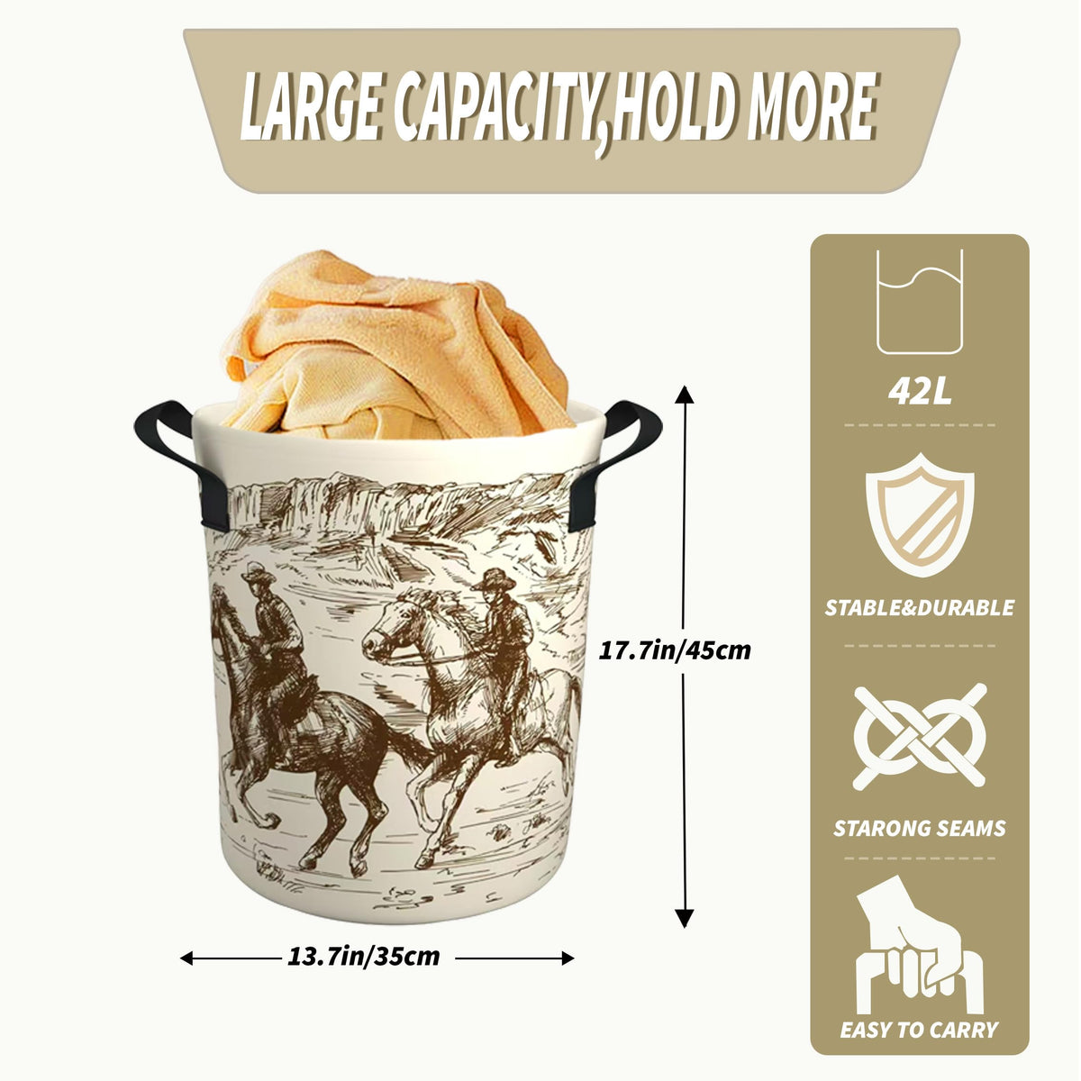 YUXINZHE laundry basket with dual-side handles for easy carrying.