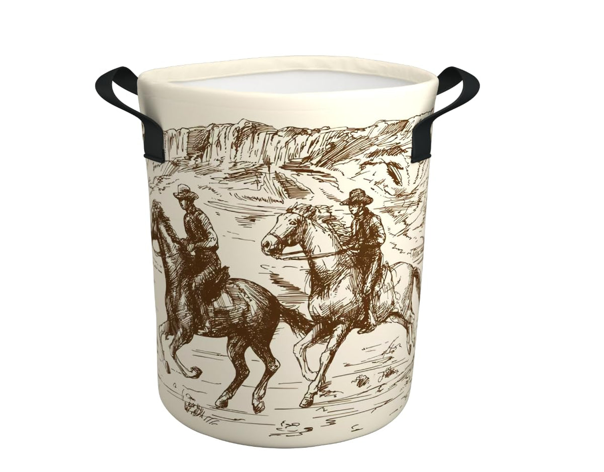 YUXINZHE Western Cowboy laundry basket pattern enhances boys' room decor.