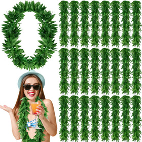 Yuxung tropical green leis, 24-piece bulk kit for vibrant party decor