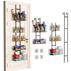Yuyetuyo 5-Tier over-the-door organizer with hair-dryer holder keeps bathroom clutter in check