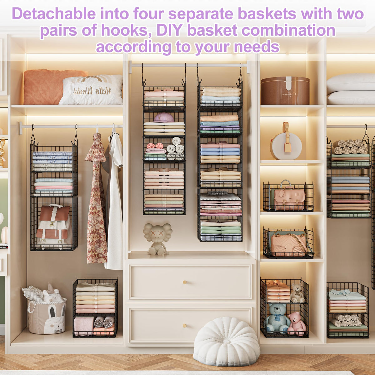 Yuyetuyo foldable closet organizer folds flat for easy storage